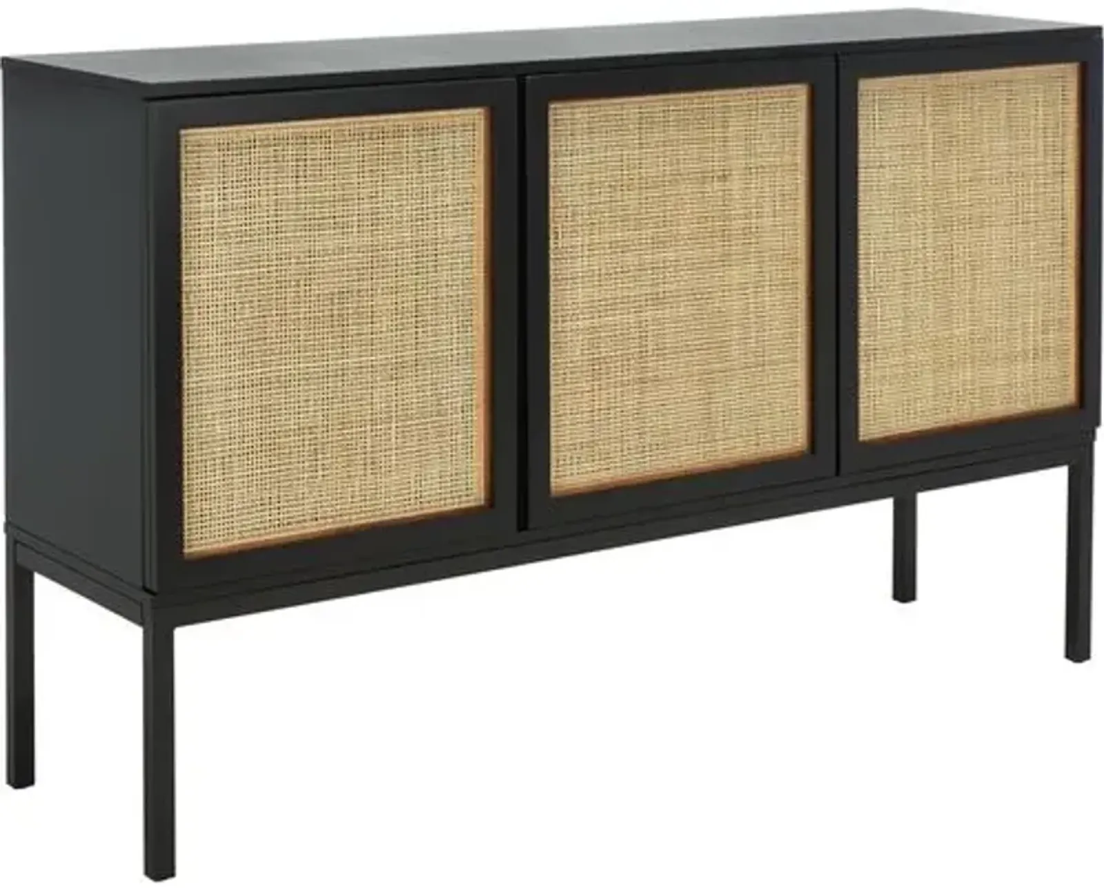 Miranda 3-Door Rattan Sideboard - Black/Natural - Brown