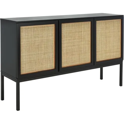 Miranda 3-Door Rattan Sideboard - Black/Natural - Brown