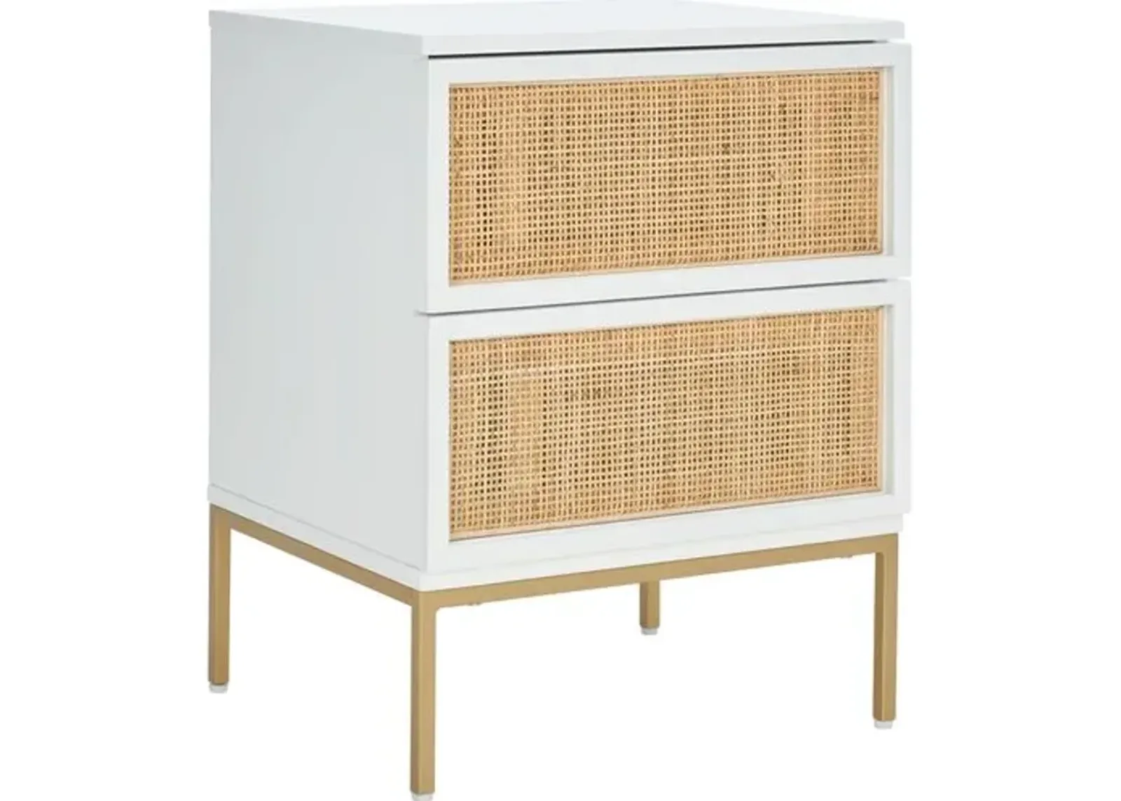 Miranda 2-Drawer Rattan Nightstand - White/Natural