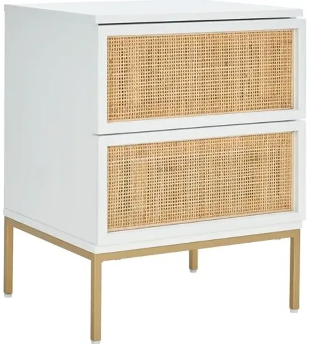 Miranda 2-Drawer Rattan Nightstand - White/Natural