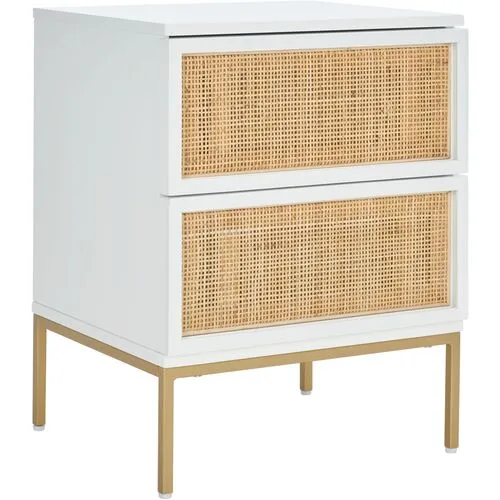 Miranda 2-Drawer Rattan Nightstand - White/Natural