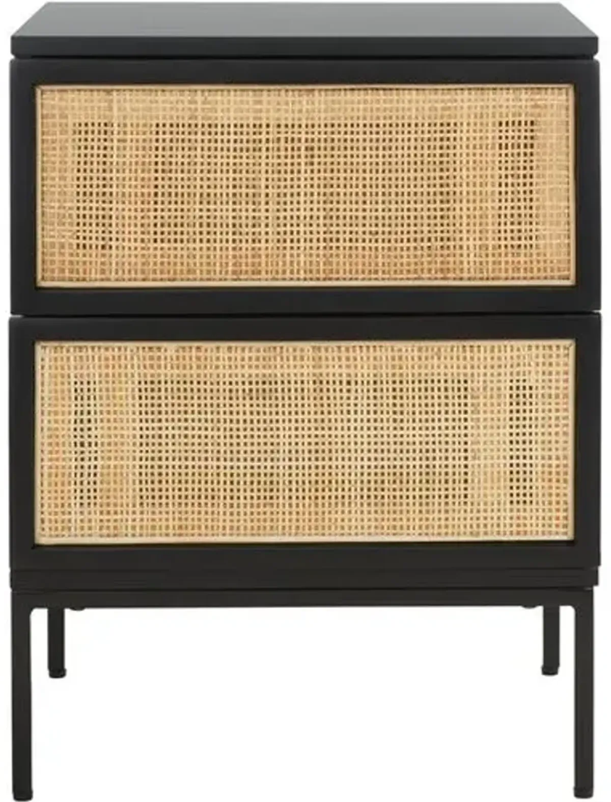 Miranda 2-Drawer Rattan Nightstand - Black/Natural