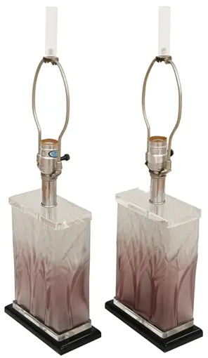 Purple Lucite Table Lamps - a Pair - Interesting Things