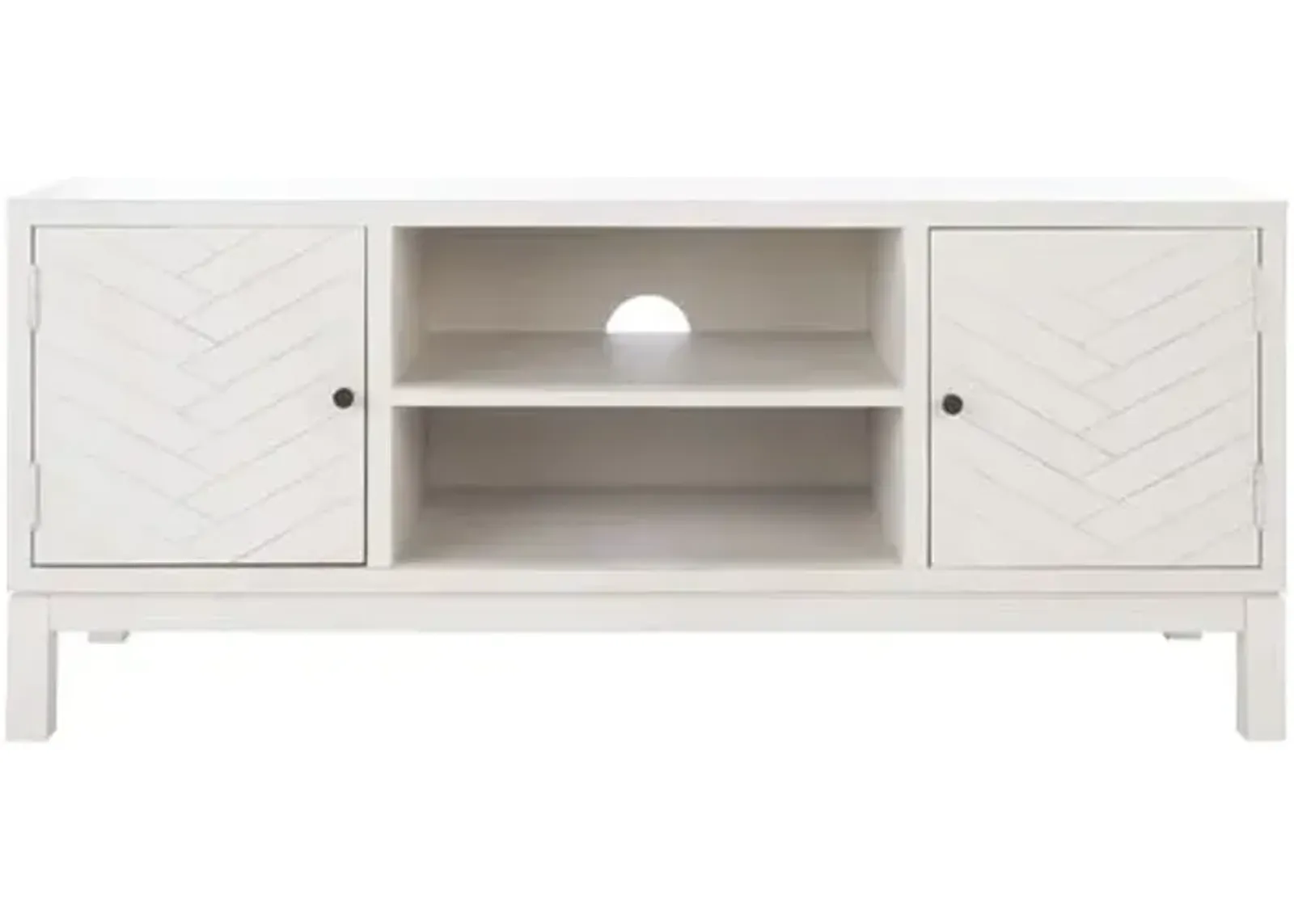 Aliya 2-Door Media Stand - Distressed White