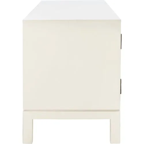 Aliya 2-Door Media Stand - White/Honey Brown