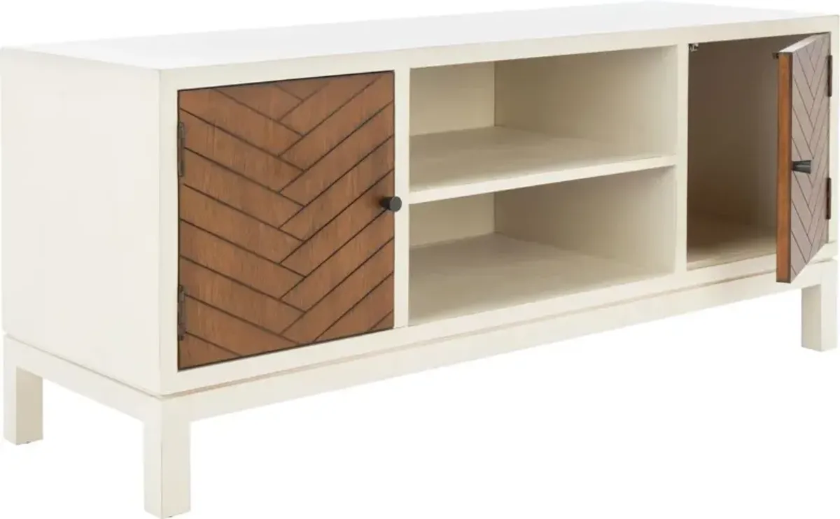 Aliya 2-Door Media Stand - White