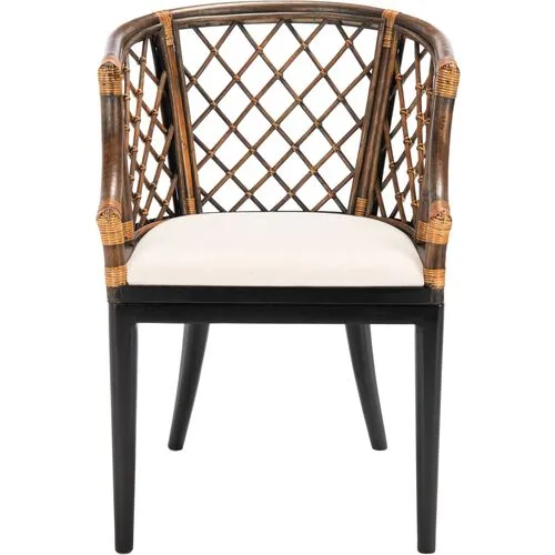 Nala Rattan Armchair - Brown/Black - White