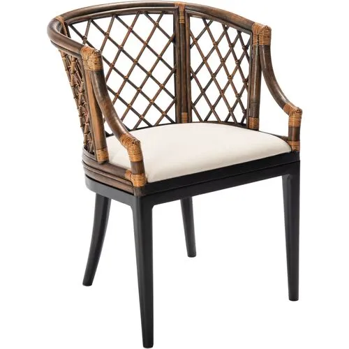 Nala Rattan Armchair - Brown/Black - White