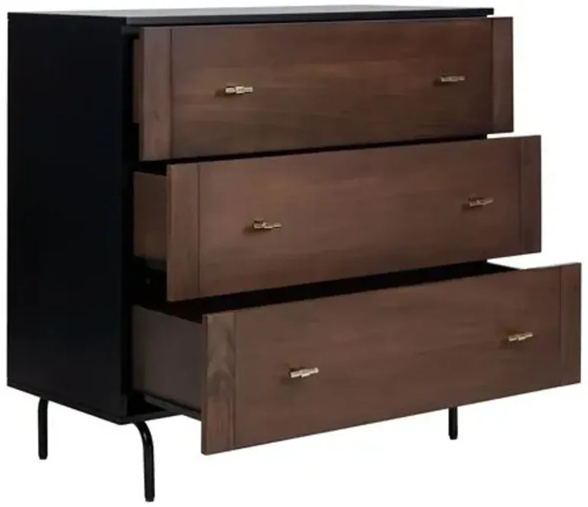 June 3-Drawer Dresser - Black/Walnut