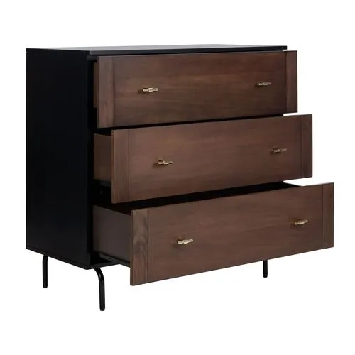 June 3-Drawer Dresser - Black/Walnut