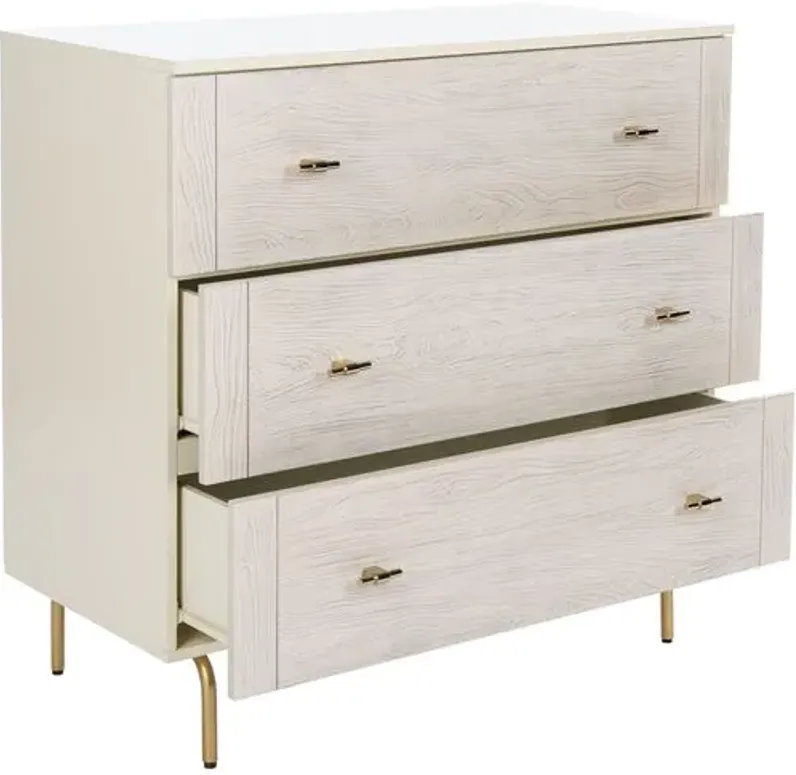 June 3-Drawer Dresser - Cream/White Washed