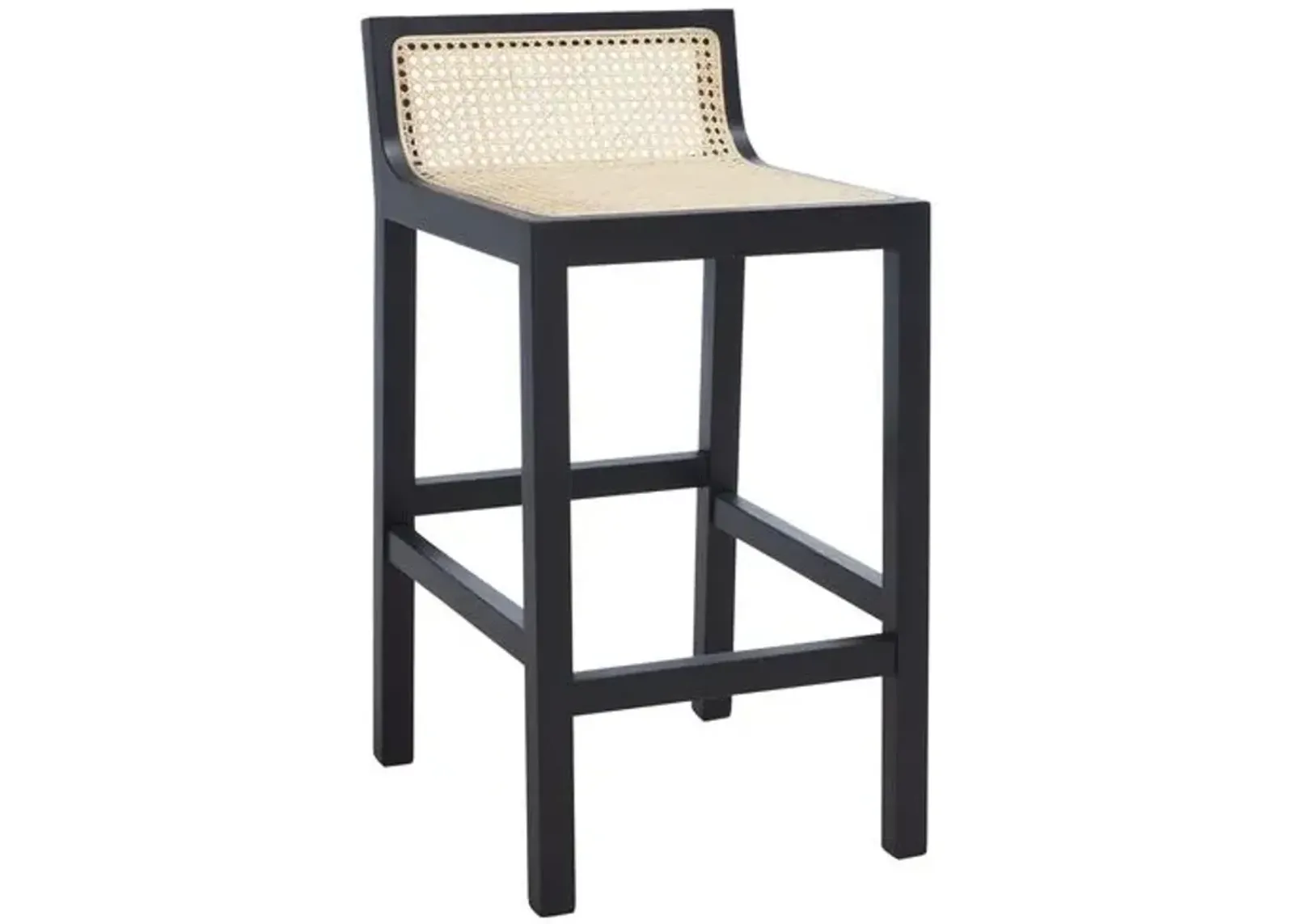 Addison Low Back Cane Counter Stool - Black