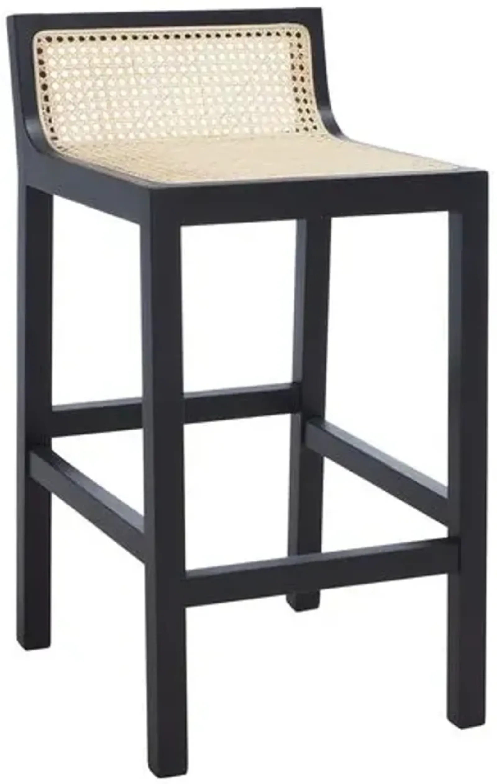 Addison Low Back Cane Counter Stool - Black