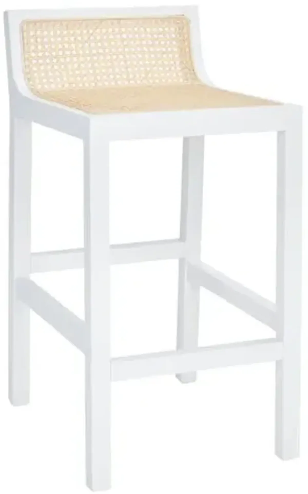 Addison Low Back Cane Counter Stool - White