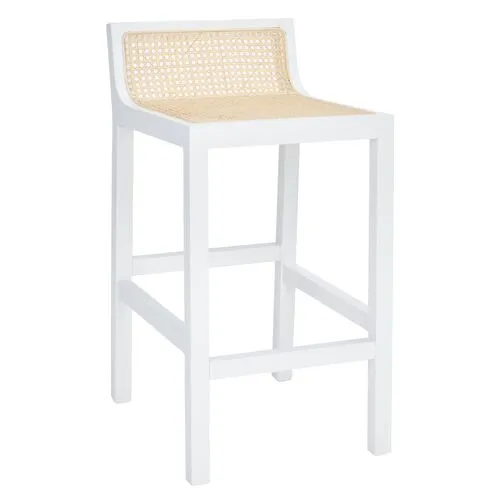 Addison Low Back Cane Counter Stool - White