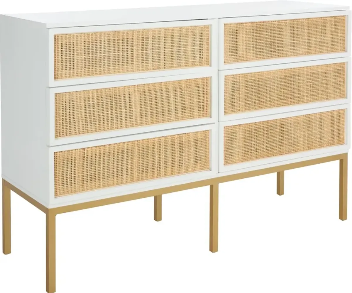 Miranda 6 Drawer Rattan Dresser