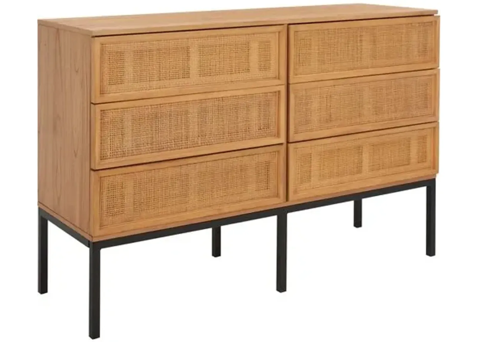 Miranda 6-Drawer Rattan Dresser - Natural - Beige