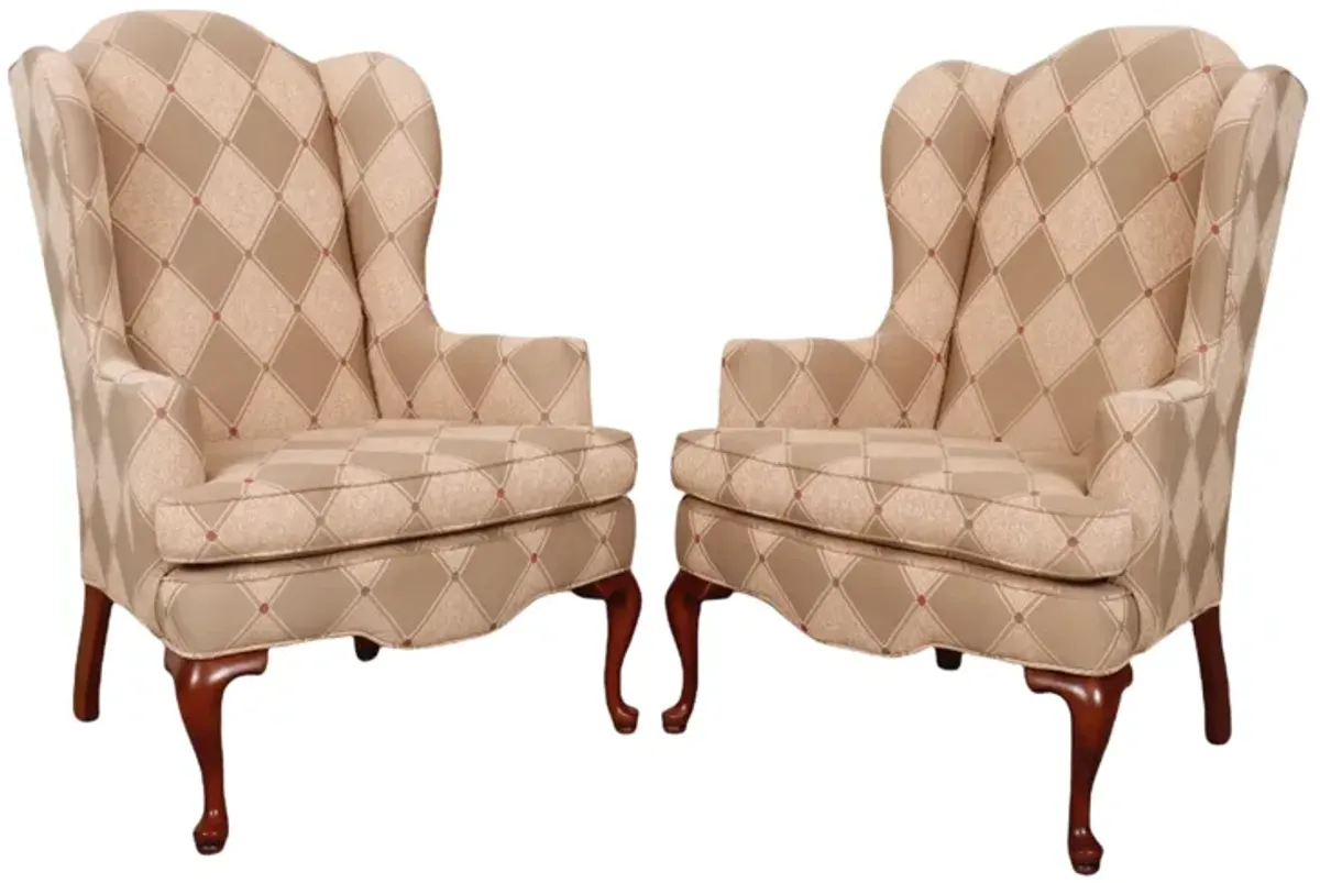 Ethan Allen Wingback Chairs - Set of 2 - Interesting Things - Beige - Comfortable, Stylish