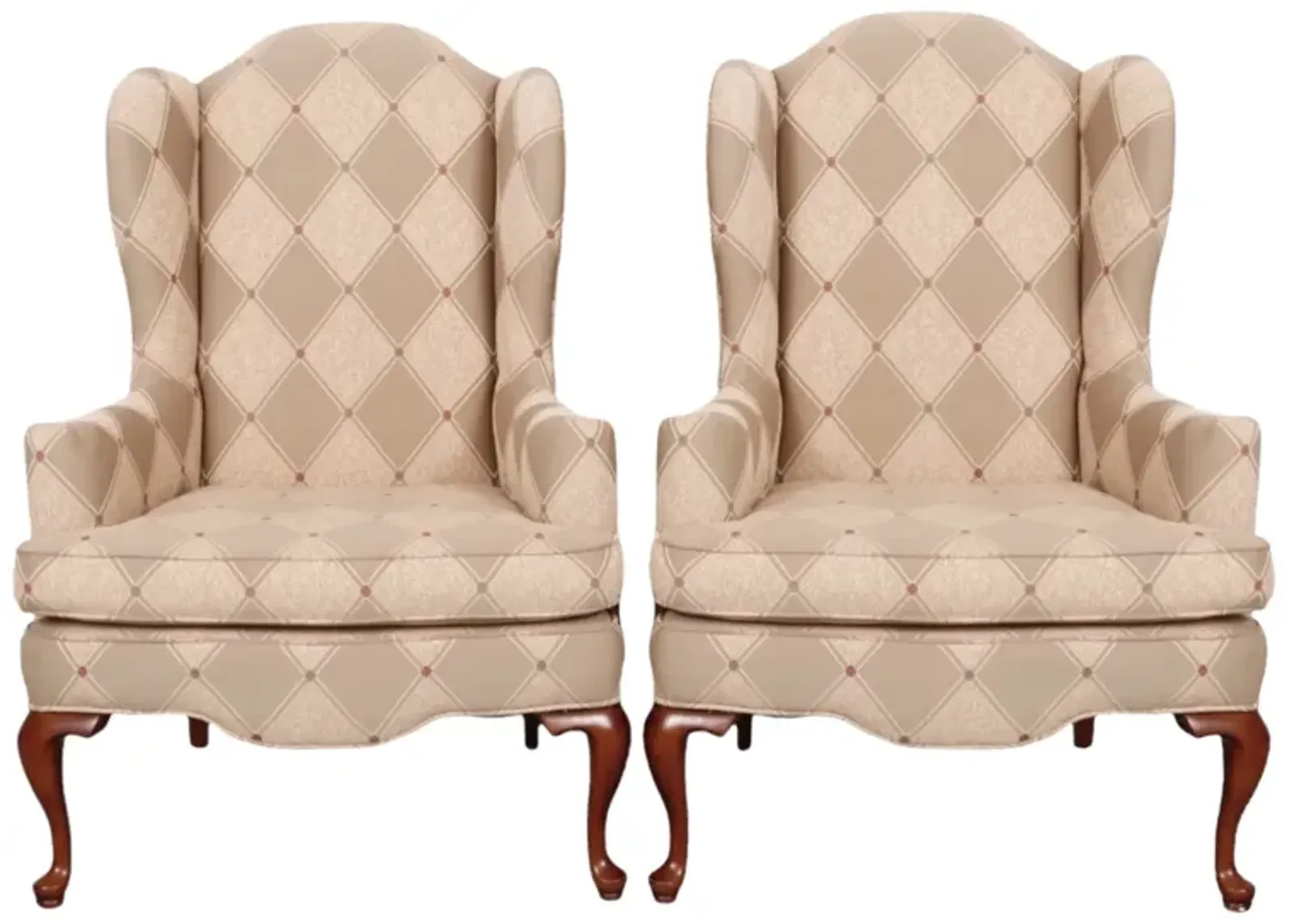 Ethan Allen Wingback Chairs - Set of 2 - Interesting Things - Beige - Comfortable, Stylish