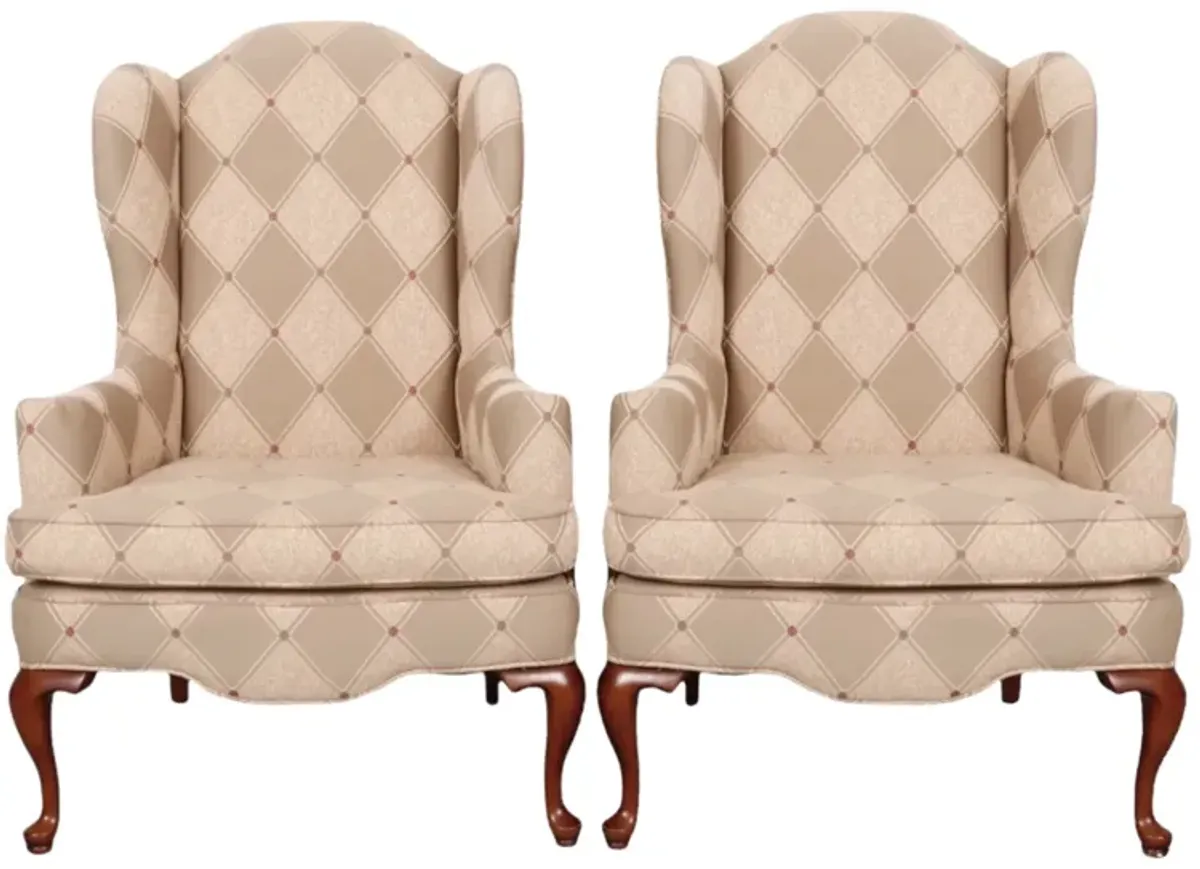 Ethan Allen Wingback Chairs - Set of 2 - Interesting Things - Beige - Comfortable, Stylish