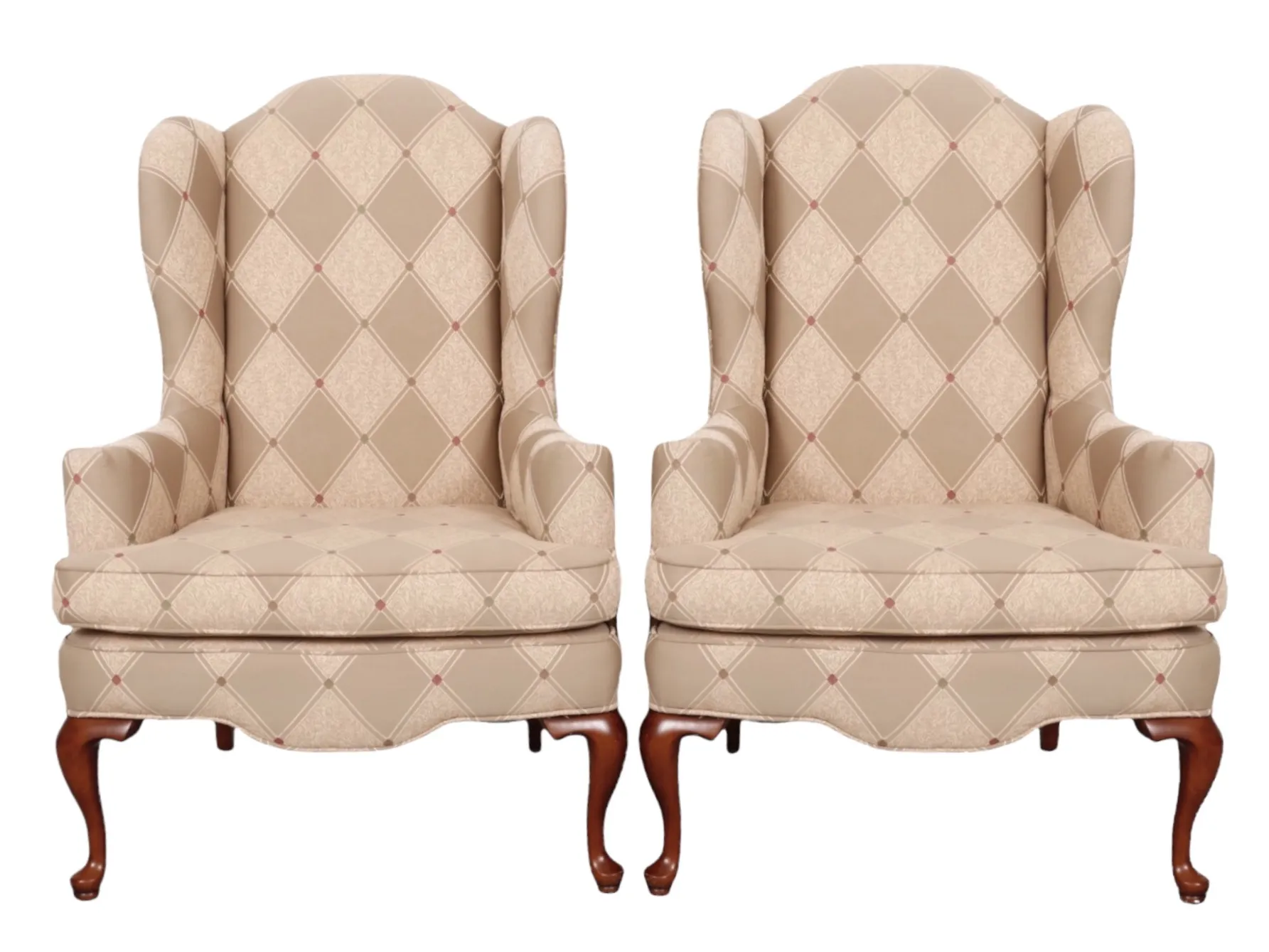 Ethan Allen Wingback Chairs - Set of 2 - Interesting Things - Beige - Comfortable, Stylish