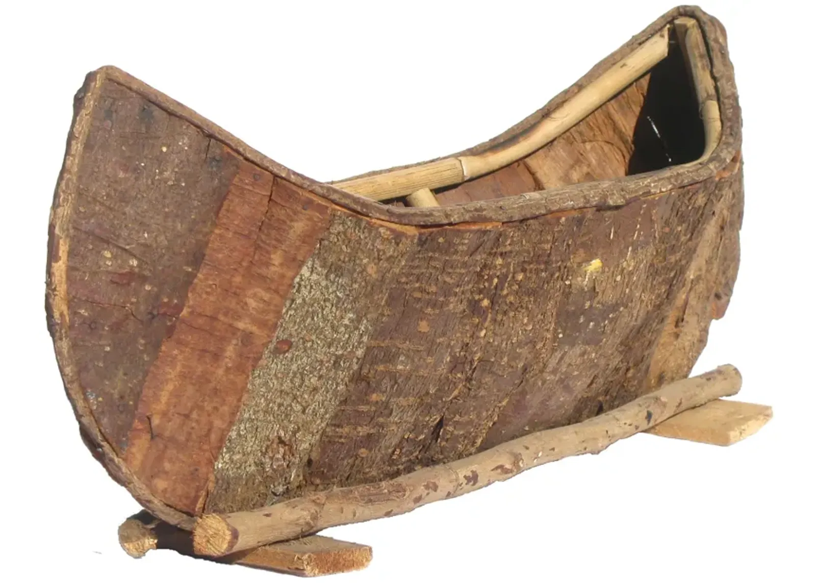 Organic Chic Birch Bark Dugout Canoe - Chez Vous - Brown