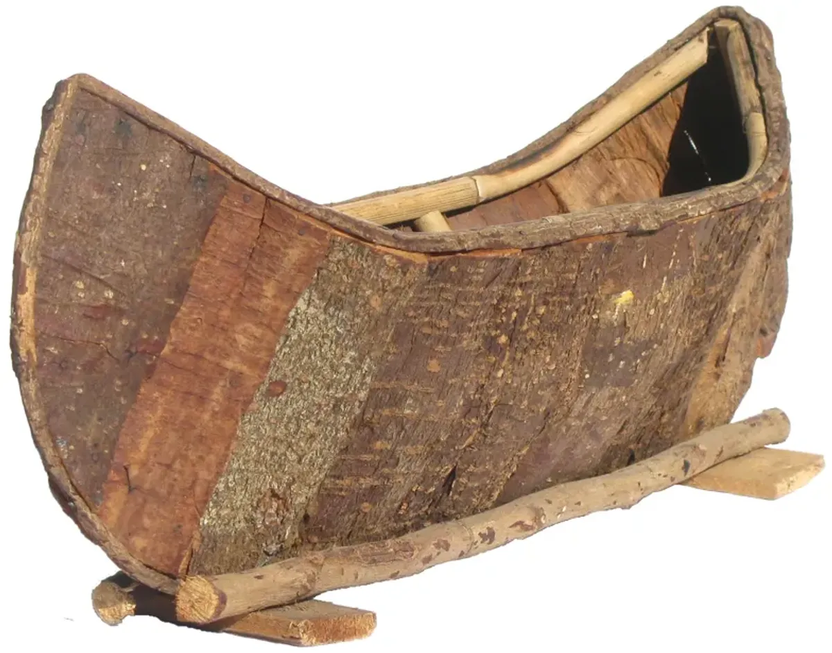 Organic Chic Birch Bark Dugout Canoe - Chez Vous - Brown