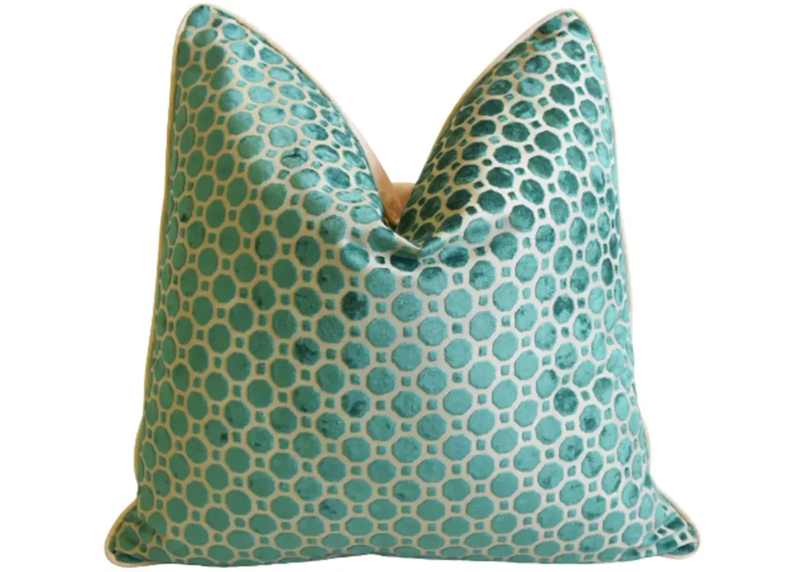 Emerald Green Geometric Velvet Pillow