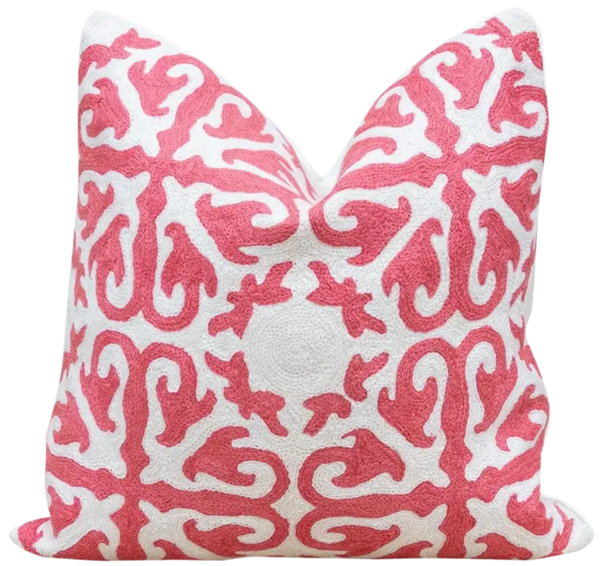 Pink & White Moroccan Wool Throw Pillow - de-cor