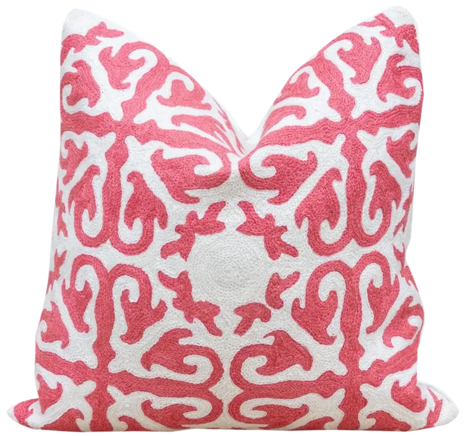 Pink & White Moroccan Wool Throw Pillow - de-cor