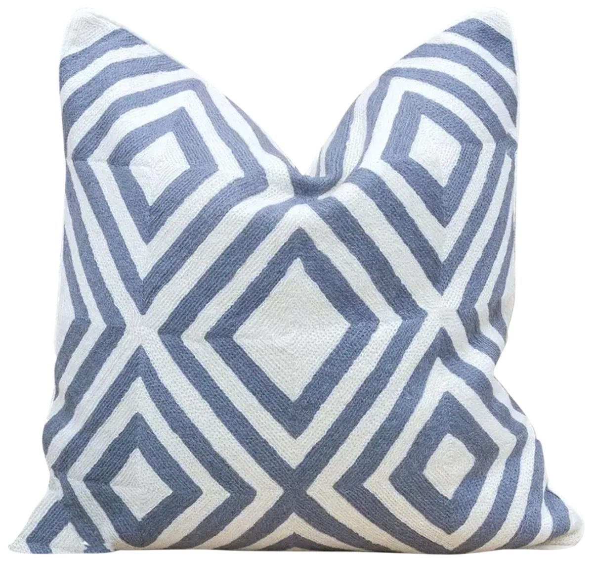 Gray & White Diamond Wool Throw Pillow - de-cor