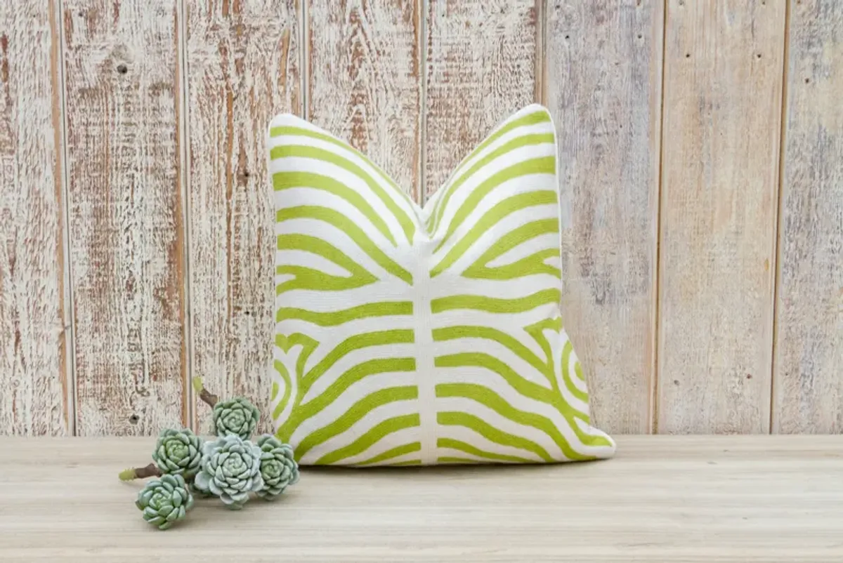 Lime Green Zebra Wool Pillow Throw - de-cor