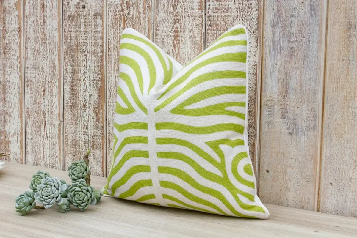 Lime Green Zebra Wool Pillow Throw - de-cor