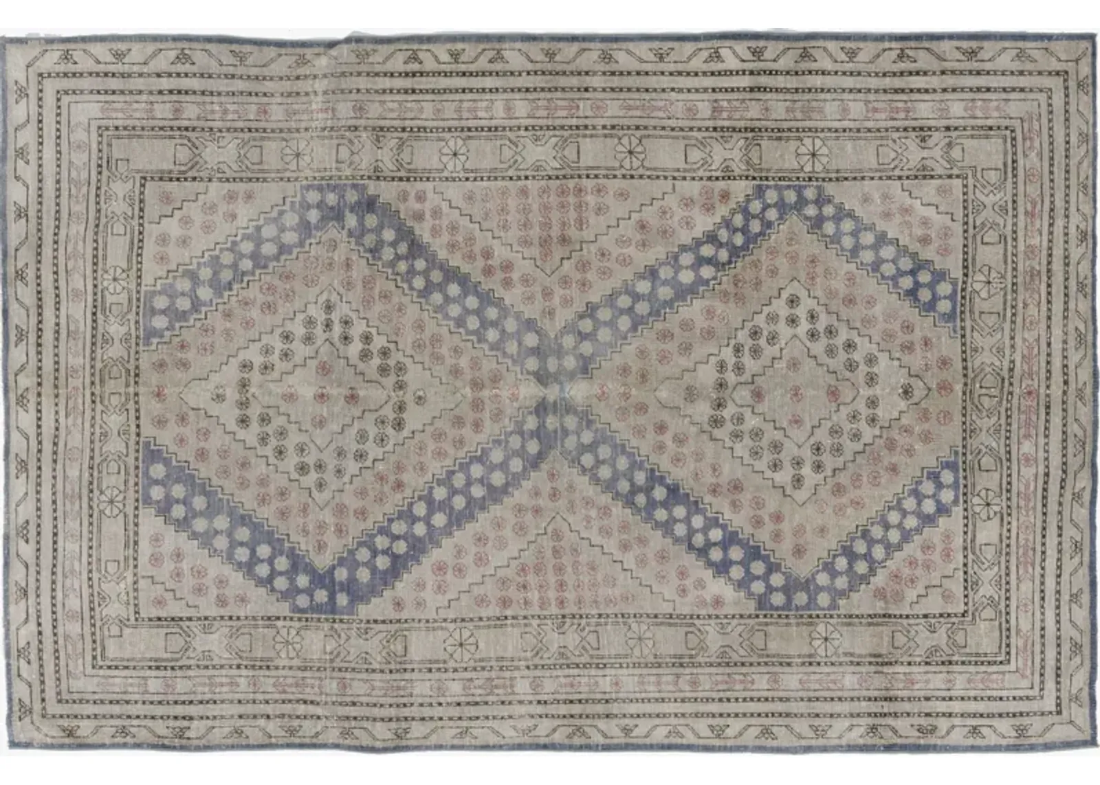 Distressed Khotan Rug 5'x 7'9 - Blue - Blue