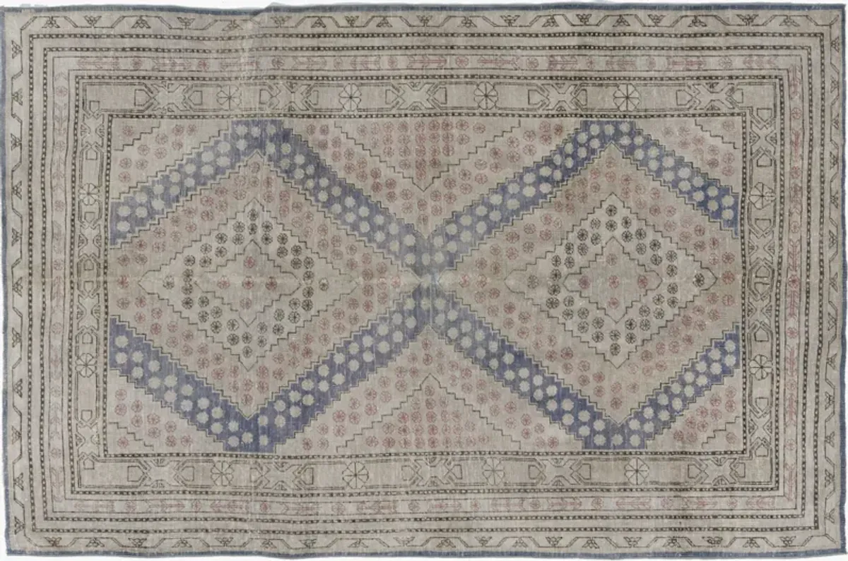 Distressed Khotan Rug 5'x 7'9 - Blue - Blue