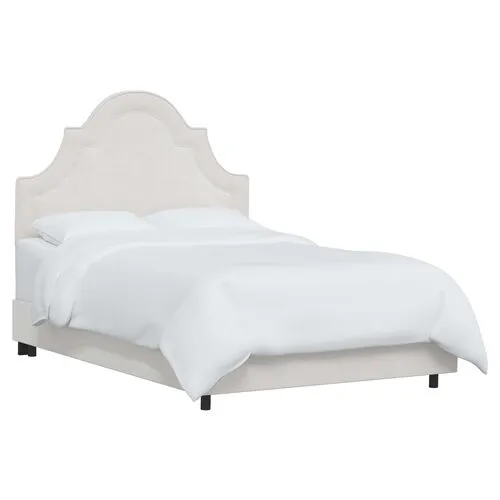 Kennedy Velvet Arched Bed - White, Mattress & Box Spring Required, Velvet Uplhostery, Headboard Padding, Comfortable, Durable