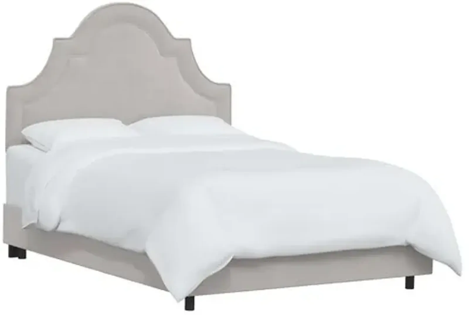 Kennedy Velvet Arched Bed - Gray, Mattress & Box Spring Required, Velvet Uplhostery, Headboard Padding, Comfortable, Durable