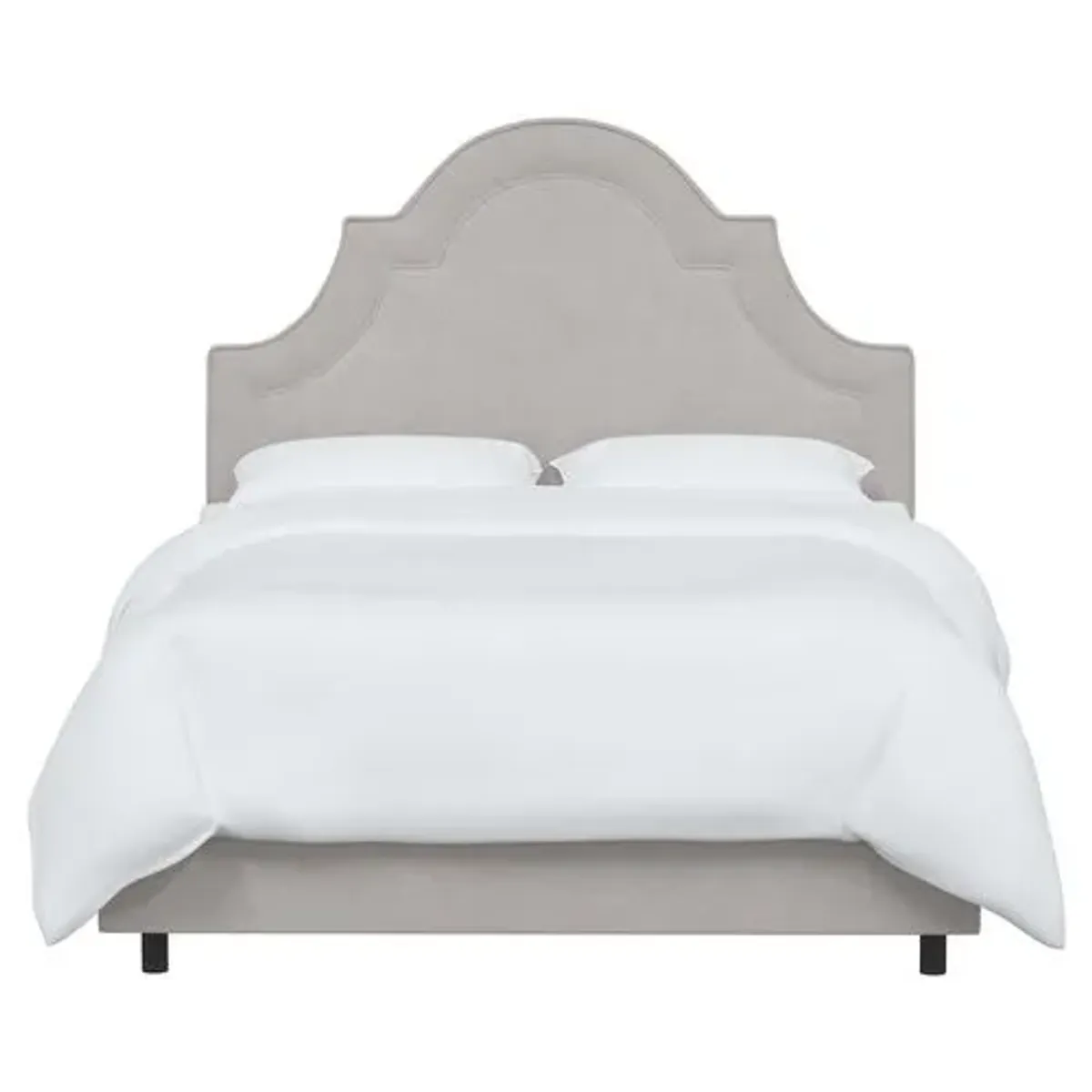 Kennedy Velvet Arched Bed - Gray, Mattress & Box Spring Required, Velvet Uplhostery, Headboard Padding, Comfortable, Durable