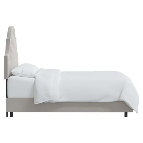 Kennedy Velvet Arched Bed - Gray, Mattress & Box Spring Required, Velvet Uplhostery, Headboard Padding, Comfortable, Durable