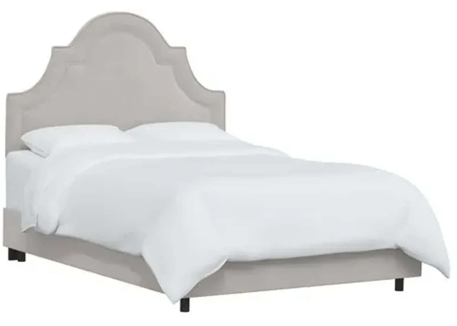 Kennedy Velvet Arched Bed - Gray, Mattress & Box Spring Required, Velvet Uplhostery, Headboard Padding, Comfortable, Durable