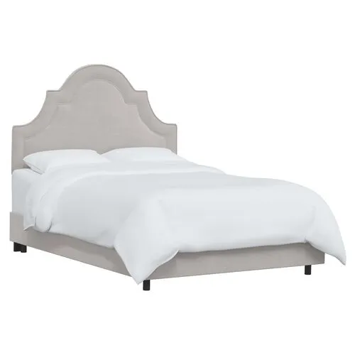 Kennedy Velvet Arched Bed - Gray, Mattress & Box Spring Required, Velvet Uplhostery, Headboard Padding, Comfortable, Durable