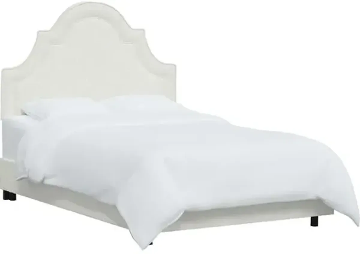 Kennedy Boucle Arched Bed - White, Mattress & Box Spring Required, Headboard Padding, Comfortable, Durable