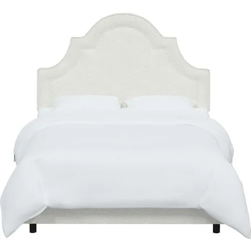 Kennedy Boucle Arched Bed - White, Mattress & Box Spring Required, Headboard Padding, Comfortable, Durable