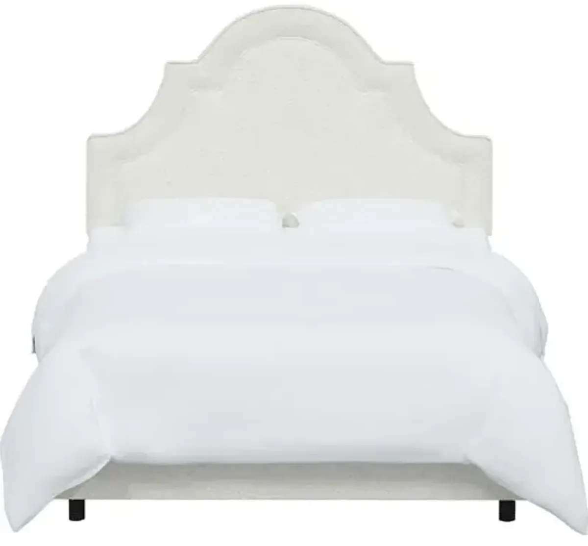 Kennedy Boucle Arched Bed - White, Mattress & Box Spring Required, Headboard Padding, Comfortable, Durable