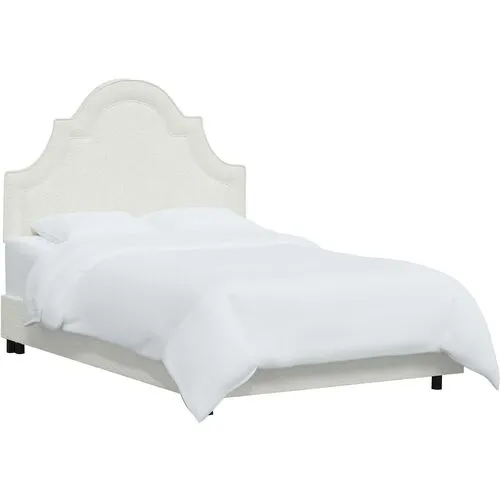 Kennedy Boucle Arched Bed - White, Mattress & Box Spring Required, Headboard Padding, Comfortable, Durable