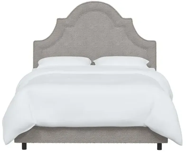 Kennedy Boucle Arched Bed - Gray, Mattress & Box Spring Required, Headboard Padding, Comfortable, Durable