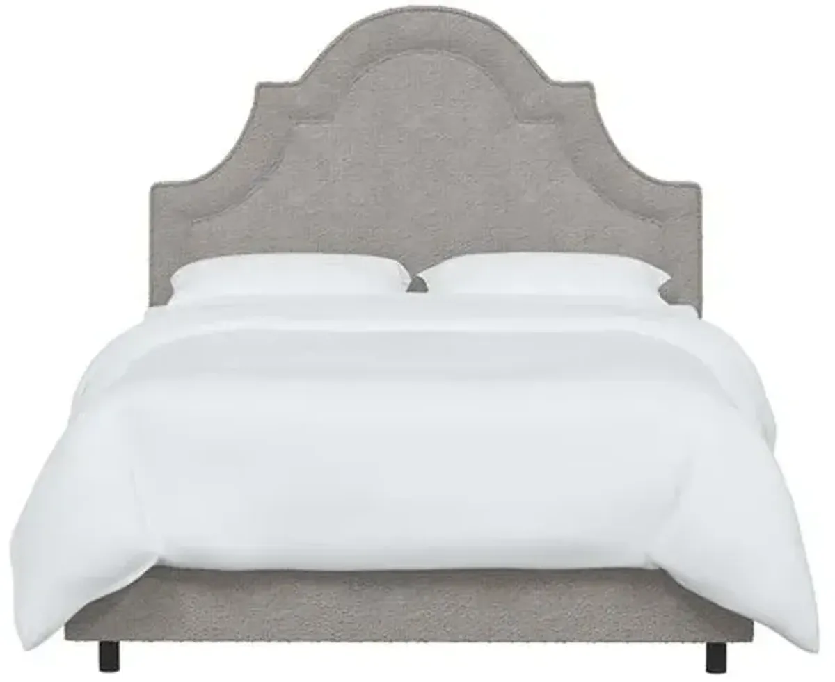 Kennedy Boucle Arched Bed - Gray, Mattress & Box Spring Required, Headboard Padding, Comfortable, Durable