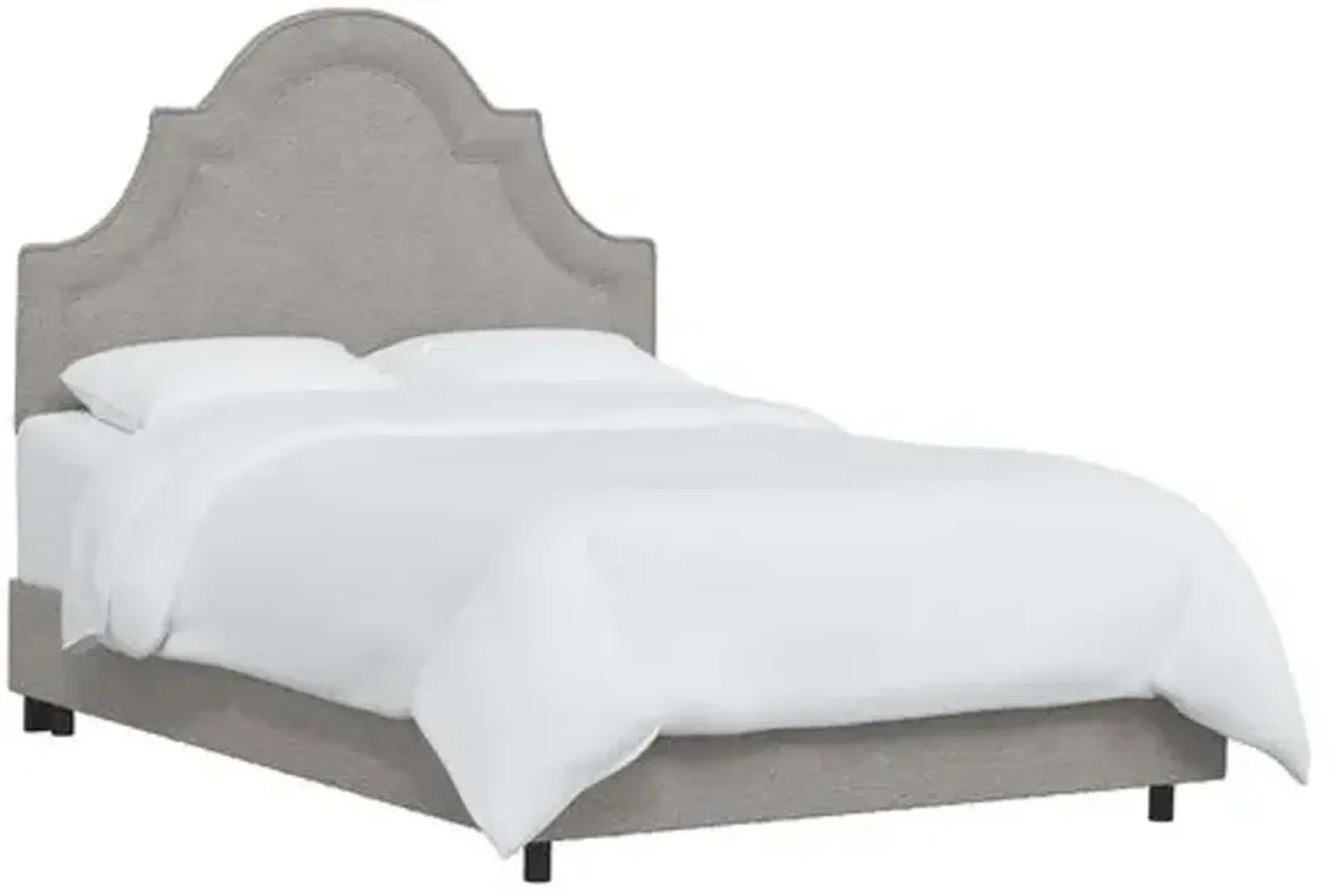 Kennedy Boucle Arched Bed - Gray, Mattress & Box Spring Required, Headboard Padding, Comfortable, Durable