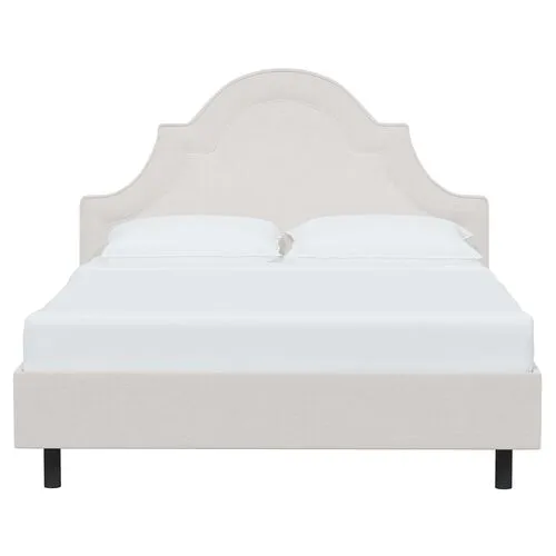 Kennedy Velvet Arched Platform Bed - White, No Box Spring Required, Upholstered, Comfortable & Durable