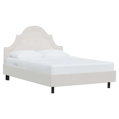 Kennedy Velvet Arched Platform Bed - White, No Box Spring Required, Upholstered, Comfortable & Durable